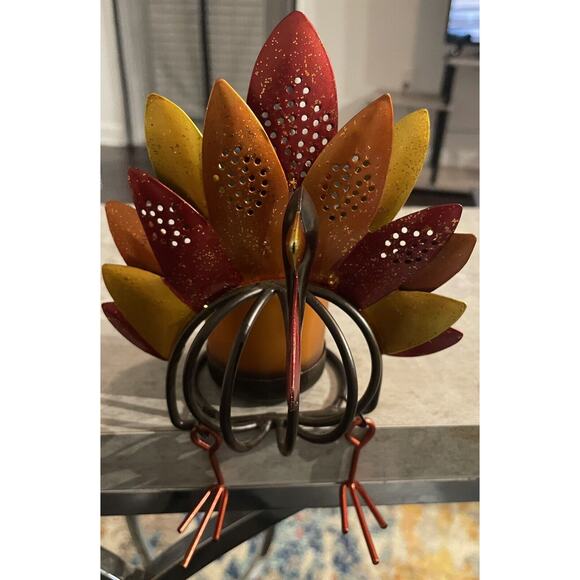 Turkey Shaped Rustic Metal Candle Tea Light Holder - Picture 2 of 12
